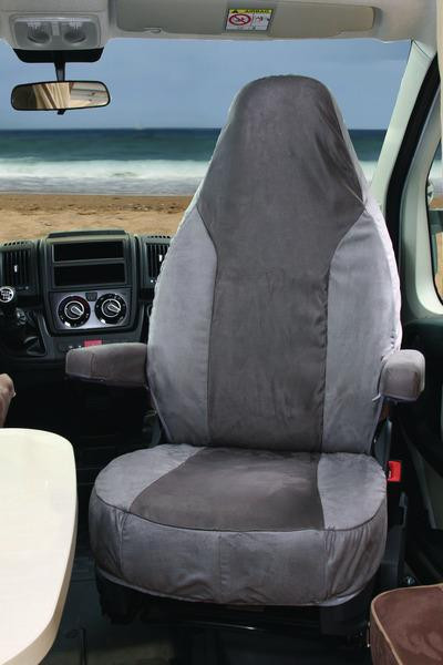 Potah sedadla ochranný univerzální Alcatraz Velour (výška opěradla 83,5 cm, pro Ducato/Ford od 2007, světle šedý/antracit) 308015