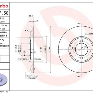 Brzdový kotouč BREMBO 08.2557.50 Brzdový kotouč BREMBO 08.2557.50