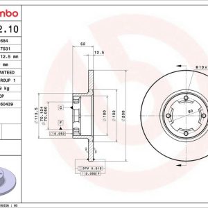 Brzdový kotouč BREMBO 08.6952.10
