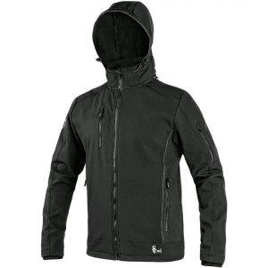 Bunda pánská softshell CXS-DURHAM s odepínací kapucí, černá, vel. XL, CANIS 732591