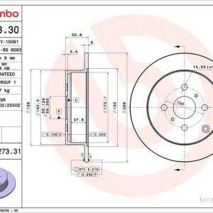 Brzdový kotouč BREMBO 08.A273.30