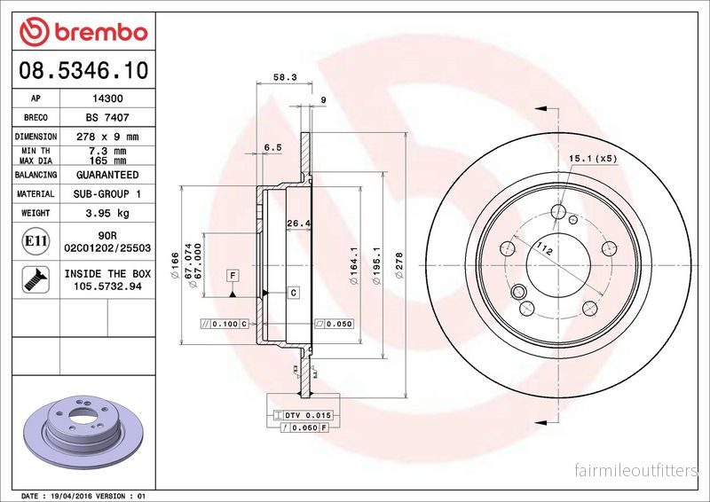 Brzdový kotouč BREMBO 08.5346.10