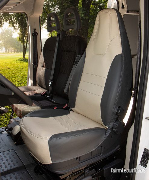 Potah sedadla pro Fiat Ducato od 2014 z umělé kůže šedý a béžový s prošíváním 1 ks 308028