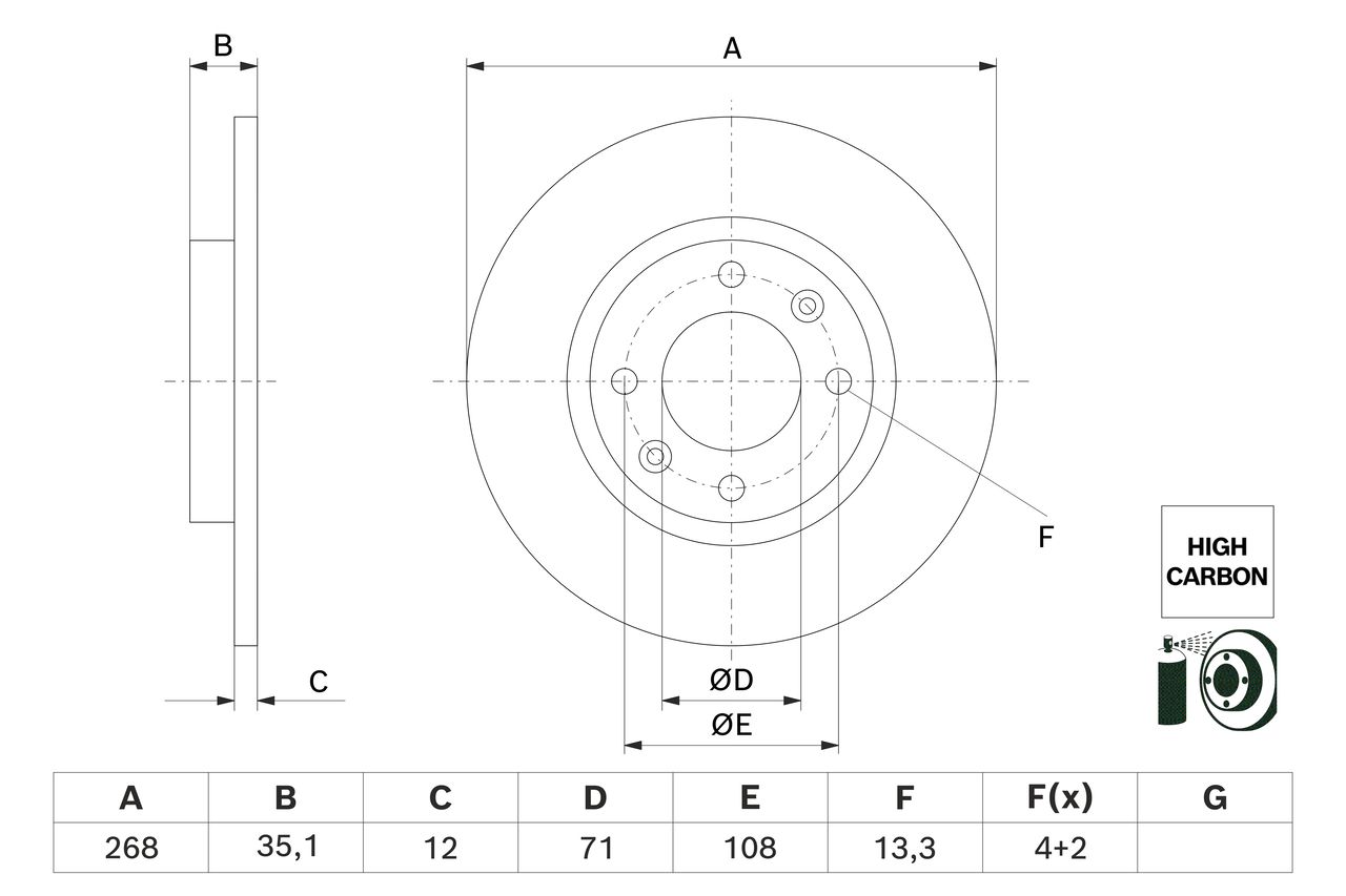 BO 0986479H54 Brzdový kotouč BOSCH - lakovaný