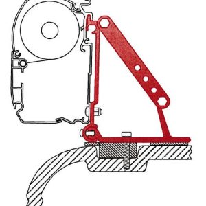 Adaptér markýzy Fiamma pro F45 na VW T5 s plochou střechou (montáž do originálních bodů bez lepení, pro vozy bez C-lišty, sada 2 ks, 12 cm) 305924