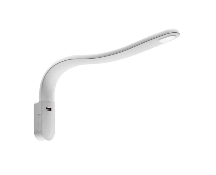 Svítidlo na ohebném rameni LED bílé se silikonovým pláštěm a nabíjecím portem USB-A 1,5 A 12 V neutrální bílá pro karavany a obytné vozy 303168