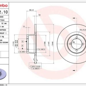 Brzdový kotouč BREMBO 08.1432.10 Brzdový kotouč BREMBO 08.1432.10