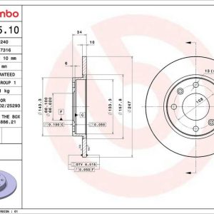 Brzdový kotouč BREMBO 08.2985.10 Brzdový kotouč BREMBO 08.2985.10