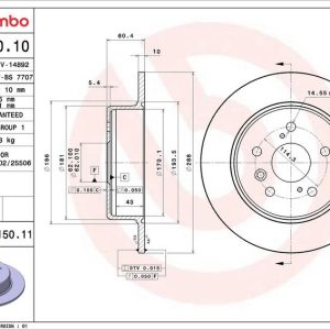 Brzdový kotouč BREMBO 08.A150.11