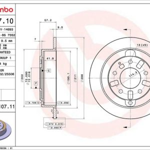 Brzdový kotouč BREMBO 08.7107.10