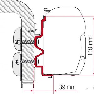 Adaptér na uchycení markýzy Fiamma F45 a F70 delky 400 cm na stěnu Hobby/Hymer Camp 305979
